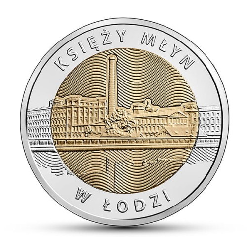 POLSKA: moneta  5 zł / 2016 r. z serii Odkryj Polskę - Księży Młyn w Łodzi . Sklep Numizmatyczny, Warszawa ul. Króla Maciusia 12. www.sklepnumizmatyczny.eu 