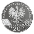 POLSKA: srebrna moneta kolekcjonerska 20 zł / 2005 r. - Zwierzęta Świata – Puchacz (łac. Bubo bubo).  Sklep Numizmatyczny, Warszawa ul. Króla Maciusia 12.         www.sklepnumizmatyczny.eu 