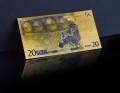 Banknot złocony - replika banknotu 20 Euro.  Sklep Numizmatyczny, Warszawa ul. Króla Maciusia 12.  www.sklepnumizmatyczny.eu