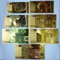 Zestaw złoconych banknotów Euro - repliki.  Sklep Numizmatyczny, Warszawa ul. Króla Maciusia 12.  www.sklepnumizmatyczny.eu