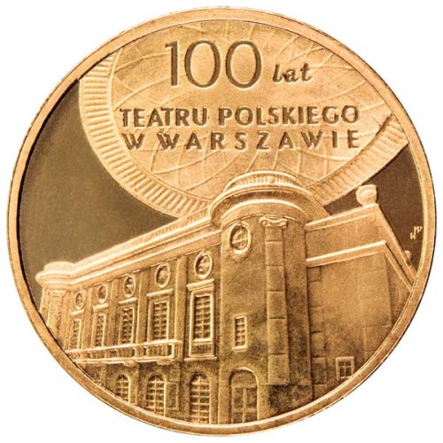 Polska: moneta ze stopu Nordic Gold:   2 zł / 2013 r. - 100 lat Teatru Polskiego w Warszawie. Sklep Numizmatyczny, Warszawa ul. Króla Maciusia 12. www.sklepnumizmatyczny.eu 
