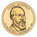 USA: moneta obiegowa z serii:  Prezydenci USA / Dolary Prezydenckie  (nr 20) - 1$ / 2011 r. - James A. Garfield.   Sklep Numizmatyczny, Warszawa ul. Króla Maciusia 12.  www.sklepnumizmatyczny.eu