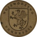 Polska: moneta ze stopu Nordic Gold: 2 zł / 2004 r. -  „Herby Województw": Województwo Pomorskie. Sklep Numizmatyczny, Warszawa ul. Króla Maciusia 12.   www.sklepnumizmatyczny.eu