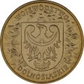 Polska: moneta ze stopu Nordic Gold: 2 zł / 2004 r. -  „Herby Województw": Województwo Dolnośląskie. Sklep Numizmatyczny, Warszawa ul. Króla Maciusia 12.   www.sklepnumizmatyczny.eu