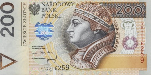 Banknot 200 zł / 1994 rok, seria YB - Zygmunt I Stary. Sklep Numizmatyczny, Warszawa ul. Króla Maciusia 12. www.sklepnumizmatyczny.eu 