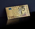 Banknot złocony - replika banknotu 5 Euro.  Sklep Numizmatyczny, Warszawa ul. Króla Maciusia 12.  www.sklepnumizmatyczny.eu