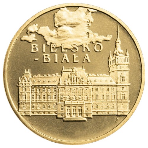 Polska: moneta ze stopu Nordic Gold: 2 zł / 2008 r. -  Historyczne Miasta w Polsce: Bielsko-Biała – woj. śląskie.   Sklep Numizmatyczny, Warszawa ul. Króla Maciusia 12. www.sklepnumizmatyczny.eu 