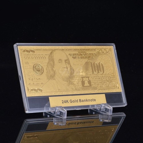 USA: Banknot złocony: 100 $ - sto dolarów (3).  Sklep Numizmatyczny, Warszawa ul. Króla Maciusia 12.  www.sklepnumizmatyczny.eu