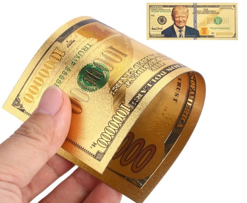 USA: Banknot złocony:  Donald Trump 1.000.000 $ (1 MILION dolarów).  Sklep Numizmatyczny, Warszawa ul. Króla Maciusia 12.  www.sklepnumizmatyczny.eu