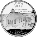 USA: moneta obiegowa z serii:  Ćwierćdolarówki Stanowe / Quarter  - 25 centów / 2004 r. - Iowa (nr 29).   Sklep Numizmatyczny, Warszawa ul. Króla Maciusia 12.  www.sklepnumizmatyczny.eu