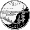 USA: moneta obiegowa z serii:  Ćwierćdolarówki Stanowe / Quarter  - 25 centów / 2005 r. - Oregon (nr 33).   Sklep Numizmatyczny, Warszawa ul. Króla Maciusia 12.  www.sklepnumizmatyczny.eu