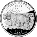 USA: moneta obiegowa z serii:  Ćwierćdolarówki Stanowe / Quarter  - 25 centów / 2006 r. - Dakota Północna (nr 39).   Sklep Numizmatyczny, Warszawa ul. Króla Maciusia 12.  www.sklepnumizmatyczny.eu39.png