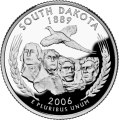 USA: moneta obiegowa z serii:  Ćwierćdolarówki Stanowe / Quarter  - 25 centów / 2006 r. - Dakota Południowa (nr 40).   Sklep Numizmatyczny, Warszawa ul. Króla Maciusia 12.  www.sklepnumizmatyczny.eu