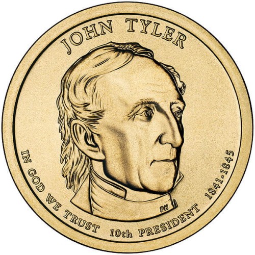USA: moneta obiegowa z serii:  Prezydenci USA / Dolary Prezydenckie  (nr 10) - 1$ / 2009 r. - John Tyler.   Sklep Numizmatyczny, Warszawa ul. Króla Maciusia 12.  www.sklepnumizmatyczny.eu