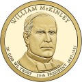 USA: moneta obiegowa z serii:  Prezydenci USA / Dolary Prezydenckie  (nr 25) - 1$ / 2013 r. -  William McKinley.   Sklep Numizmatyczny, Warszawa ul. Króla Maciusia 12.  www.sklepnumizmatyczny.eu