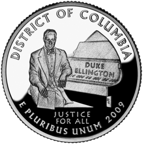 USA: moneta obiegowa z serii:  Ćwierćdolarówki Stanowe / Quarter  - 25 centów / 2009 r. - Dystrykt Kolumbii.   Sklep Numizmatyczny, Warszawa ul. Króla Maciusia 12.  www.sklepnumizmatyczny.eu