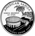 USA: moneta obiegowa z serii:  Ćwierćdolarówki Stanowe / Quarter  - 25 centów / 2009 r. - Samoa Amerykańskie.   Sklep Numizmatyczny, Warszawa ul. Króla Maciusia 12.  www.sklepnumizmatyczny.eu