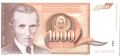 JUGOSŁAWIA: Banknot 1000 Dinarów / 1990 r. - Nikola Tesla.  Sklep Numizmatyczny, Warszawa ul. Króla Maciusia 12.   www.sklepnumizmatyczny.eu