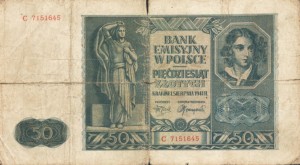 POLSKA  Banknot 50 zł / 1941 r. X - seria C