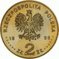 Polska: moneta ze stopu Nordic Gold: 2 zł / 1998r. - 200-lecie urodzin Adama Mickiewicza.   Sklep Numizmatyczny, Warszawa ul. Króla Maciusia 12.    www.sklepnumizmatyczny.eu