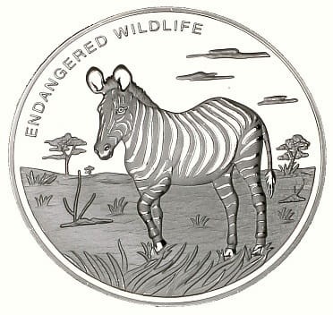 Demokratyczna Republika Konga: moneta kolekcjonerska z serii "Zagrożone zwierzęta": 10 franków / 2009 - Zebra.   Sklep Numizmatyczny, Warszawa ul. Króla Maciusia 12.   www.sklepnumizmatyczny.eu