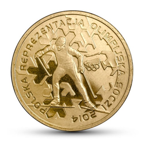 Polska: moneta ze stopu Nordic Gold: 2 zł / 2014 r. - Polska Reprezentacja Olimpijska Soczi 2014. Sklep Numizmatyczny, Warszawa ul. Króla Maciusia 12. www.sklepnumizmatyczny.eu 