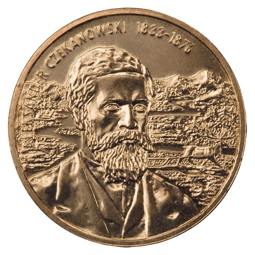 Polska: moneta ze stopu Nordic Gold: 2 zł / 
Polscy podróżnicy i badacze: Aleksander Czekanowski (1833-1876).        Sklep Numizmatyczny, Warszawa ul. Króla Maciusia 12.               www.sklepnumizmatyczny.eu 