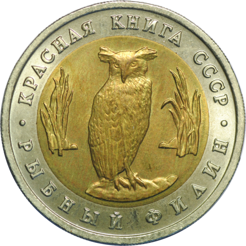 ZSRR: 5 rubli / 1991 r. - Czerwona Księga - Sowa Rybołów.  Sklep Numizmatyczny,   Warszawa ul. Króla Maciusia 12.  www.sklepnumizmatyczny.eu
