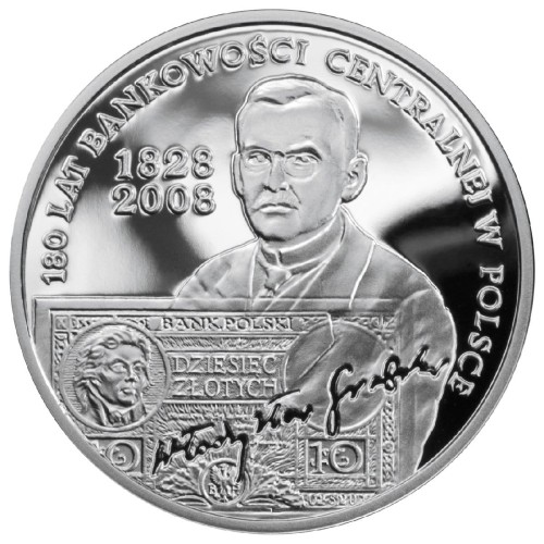 Polska: srebrna moneta kolekcjonerska:  10 zł / 2009 r. - 180 lat Bankowości Centralnej w Polsce.   Warszawa,   Sklep Numizmatyczny:    www.sklepnumizmatyczny.eu