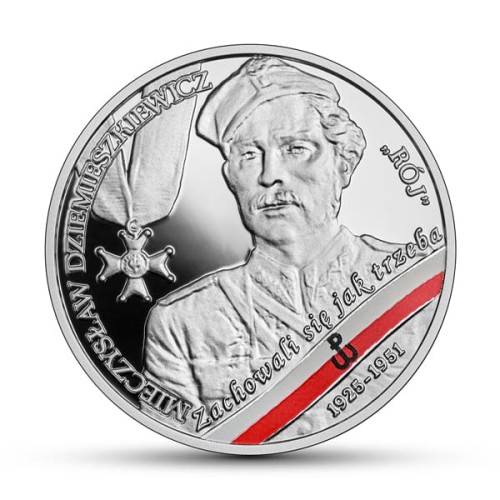 POLSKA: srebrna moneta kolekcjonerska 10 zł / 2020 r. - Wyklęci przez komunistów żołnierze niezłomni - Mieczysław Dziemieszkiewicz „Rój”.    Sklep Numizmatyczny, Warszawa ul. Króla Maciusia 12.    www.sklepnumizmatyczny.eu
