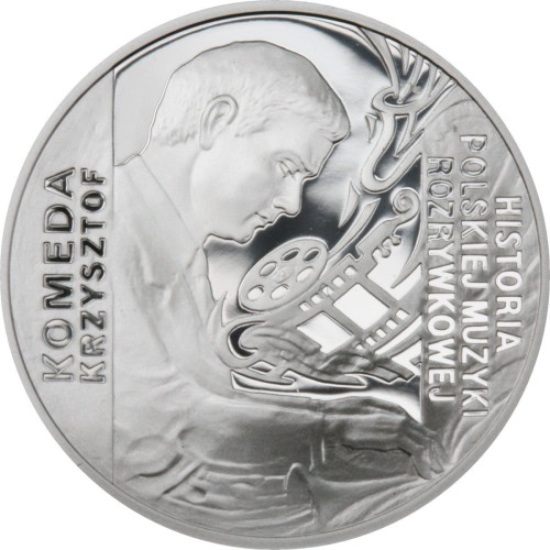 Moneta 10 zł / 2010 r. Historia Polskiej Muzyki Rozrywkowej – Krzysztof Komeda.      Sklep Numizmatyczny, Warszawa ul. Króla Maciusia 12. www.sklepnumizmatyczny.eu 