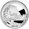 USA: moneta obiegowa z serii ćwierćdolarówek:  Parki Narodowe / Quarter  - 25 centów / 2010 r. - Park Narodowy: Yosemite.   Sklep Numizmatyczny, Warszawa ul. Króla Maciusia 12.  www.sklepnumizmatyczny.eu