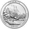 USA: moneta obiegowa z serii ćwierćdolarówek:  Parki Narodowe / Quarter  - 25 centów / 2010 r. - Park Narodowy: Yosemite.   Sklep Numizmatyczny, Warszawa ul. Króla Maciusia 12.  www.sklepnumizmatyczny.eu