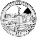USA: moneta obiegowa z serii ćwierćdolarówek:  Parki Narodowe / Quarter - 25 centów / 2011 r. - Gettysburg Battlefield.  Sklep Numizmatyczny, Warszawa ul. Króla Maciusia 12.  www.sklepnumizmatyczny.eu