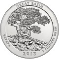 USA: moneta obiegowa z serii ćwierćdolarówek:  Parki Narodowe / Quarter - 25 centów / 2013 r. - Park Narodowy Wielkiej Kotliny.  Sklep Numizmatyczny, Warszawa ul. Króla Maciusia 12.  www.sklepnumizmatyczny.eu