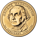 USA: moneta obiegowa z serii:  Prezydenci USA / Dolary Prezydenckie  - 1$ / 2007 r. - George Washington (nr 1).   Sklep Numizmatyczny, Warszawa ul. Króla Maciusia 12.  www.sklepnumizmatyczny.eu