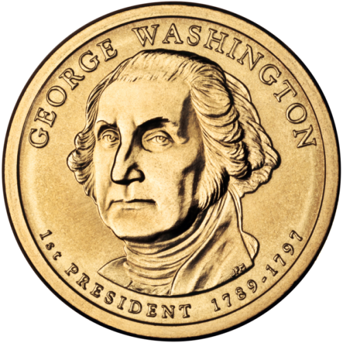 USA: moneta obiegowa z serii:  Prezydenci USA / Dolary Prezydenckie  - 1$ / 2007 r. - George Washington (nr 1).   Sklep Numizmatyczny, Warszawa ul. Króla Maciusia 12.  www.sklepnumizmatyczny.eu