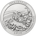 USA: moneta obiegowa z serii ćwierćdolarówek:  Parki Narodowe / Quarter - 25 centów / 2014 r. - Park Narodowy Shenandoah.  Sklep Numizmatyczny, Warszawa ul. Króla Maciusia 12.  www.sklepnumizmatyczny.eu