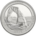 USA: moneta obiegowa z serii ćwierćdolarówek:  Parki Narodowe / Quarter - 25 centów / 2014 r. - Park Narodowy Arches.  Sklep Numizmatyczny, Warszawa ul. Króla Maciusia 12.  www.sklepnumizmatyczny.eu