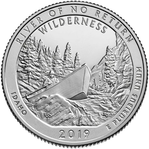 USA: moneta obiegowa z serii ćwierćdolarówek:  Parki Narodowe / Quarter - 25 centów / 2019 r. - Frank Church - River of No Return Wilderness. Sklep Numizmatyczny, Warszawa ul. Króla Maciusia 12.  www.sklepnumizmatyczny.eu
