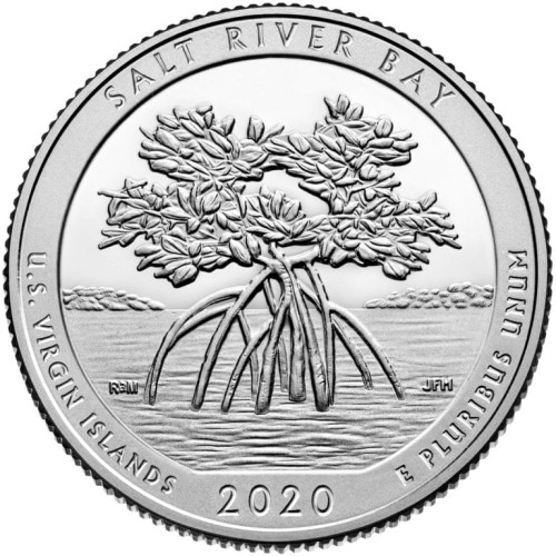 USA: moneta obiegowa z serii ćwierćdolarówek:  Parki Narodowe / Quarter - 25 centów / 2020 r. -  Salt River Bay National Historical Park and Ecological Preserve. Sklep Numizmatyczny, Warszawa ul. Króla Maciusia 12.  www.sklepnumizmatyczny.eu