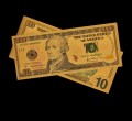 USA: Banknot złocony: 10 $ - dziesięć dolarów.  Sklep Numizmatyczny, Warszawa ul. Króla Maciusia 12.  www.sklepnumizmatyczany.eu