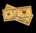 USA: Banknot złocony: 50 $ - pięćdziesiąt dolarów.  Sklep Numizmatyczny, Warszawa ul. Króla Maciusia 12.  www.sklepnumizmatyczany.eu