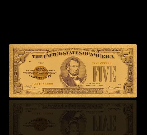 USA: Banknot złocony: 5 $ - pięć dolarów /1928.  Sklep Numizmatyczny, Warszawa ul. Króla Maciusia 12.  www.sklepnumizmatyczny.eu