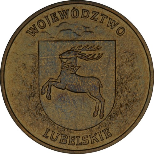 Polska: moneta ze stopu Nordic Gold: 2 zł / 2004 r. -  „Herby Województw": Województwo Lubelskie. Sklep Numizmatyczny, Warszawa ul. Króla Maciusia 12.   www.sklepnumizmatyczny.eu