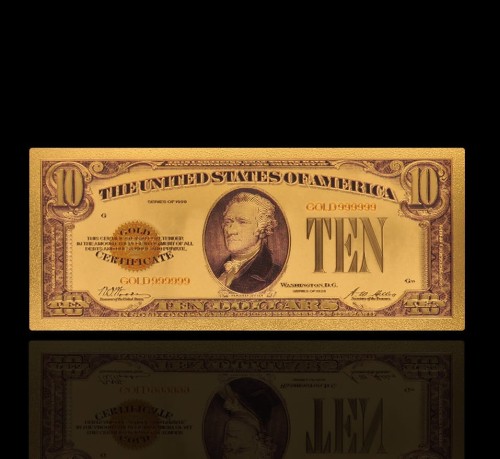 USA: Banknot złocony: 10 $ - dziesięć dolarów /1928.  Sklep Numizmatyczny, Warszawa ul. Króla Maciusia 12.  www.sklepnumizmatyczny.eu