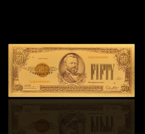 USA: Banknot złocony: 50 $ - pięćdziesiąt dolarów /1928.  Sklep Numizmatyczny, Warszawa ul. Króla Maciusia 12.  www.sklepnumizmatyczny.eu