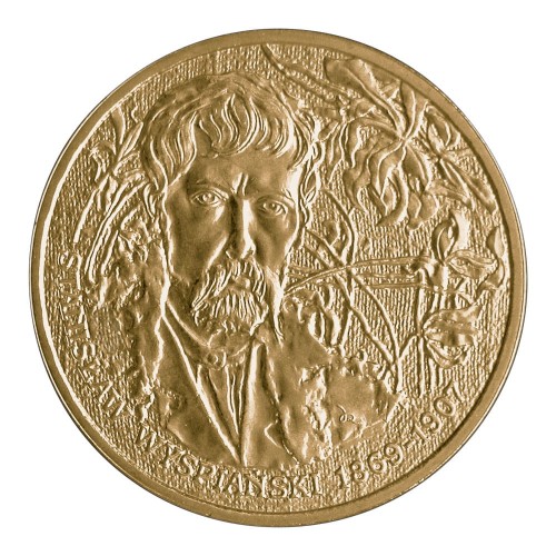 Polska: moneta ze stopu Nordic Gold: 2 zł / 2004 r. - Polscy malarze XIX/XX w: Stanisław Wyspiański (1869-1907).        Sklep Numizmatyczny, Warszawa ul. Króla Maciusia 12.               www.sklepnumizmatyczny.eu 