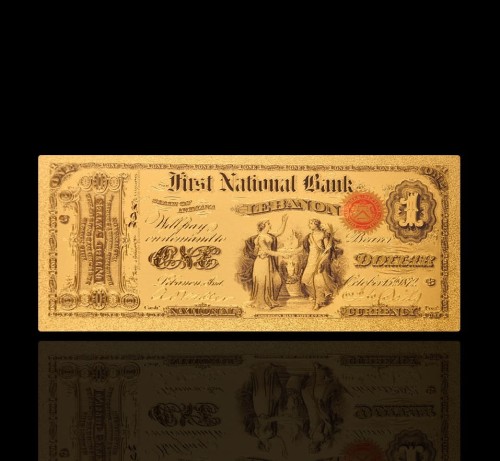 USA: Banknot złocony: 1 $ - jeden dolar /1875.  Sklep Numizmatyczny, Warszawa ul. Króla Maciusia 12.  www.sklepnumizmatyczny.eu