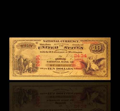 USA: Banknot złocony: 10 $ - dziesięć dolarów /1875.  Sklep Numizmatyczny, Warszawa ul. Króla Maciusia 12.  www.sklepnumizmatyczny.eu